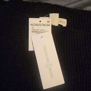 Nordstrom Treasure and Bond Black Assemetric Off-the shoulder Neck Sweater S